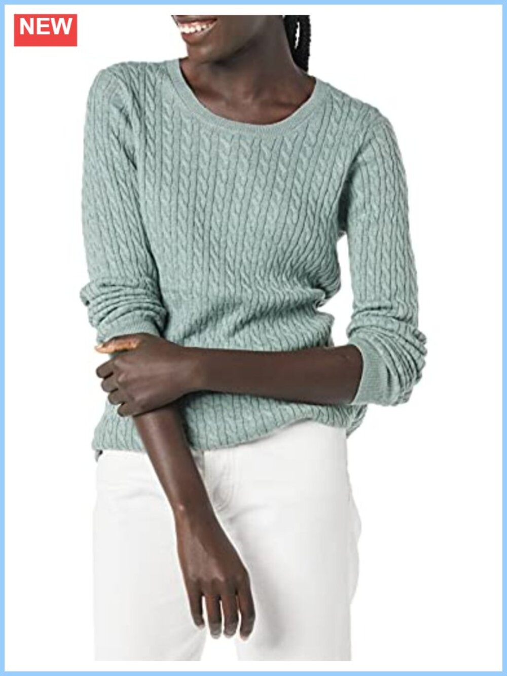 Women's Lightweight Cable Knit Crewneck Long Sleeve Sweater